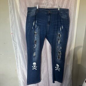 Blue Straight Leg Jeans with Classic Dark Wash